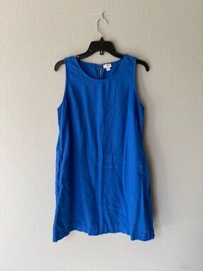 J Crew Linen Blue Sleeveless Shift Dress